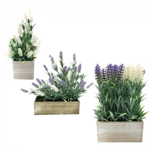 人工卓上装飾木製ポット植物家の装飾ラベンダー花アレンジメント